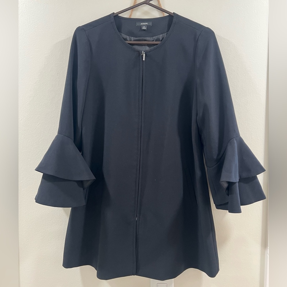 Alfani Black Long Sleeve Dress with Ruffle Detail